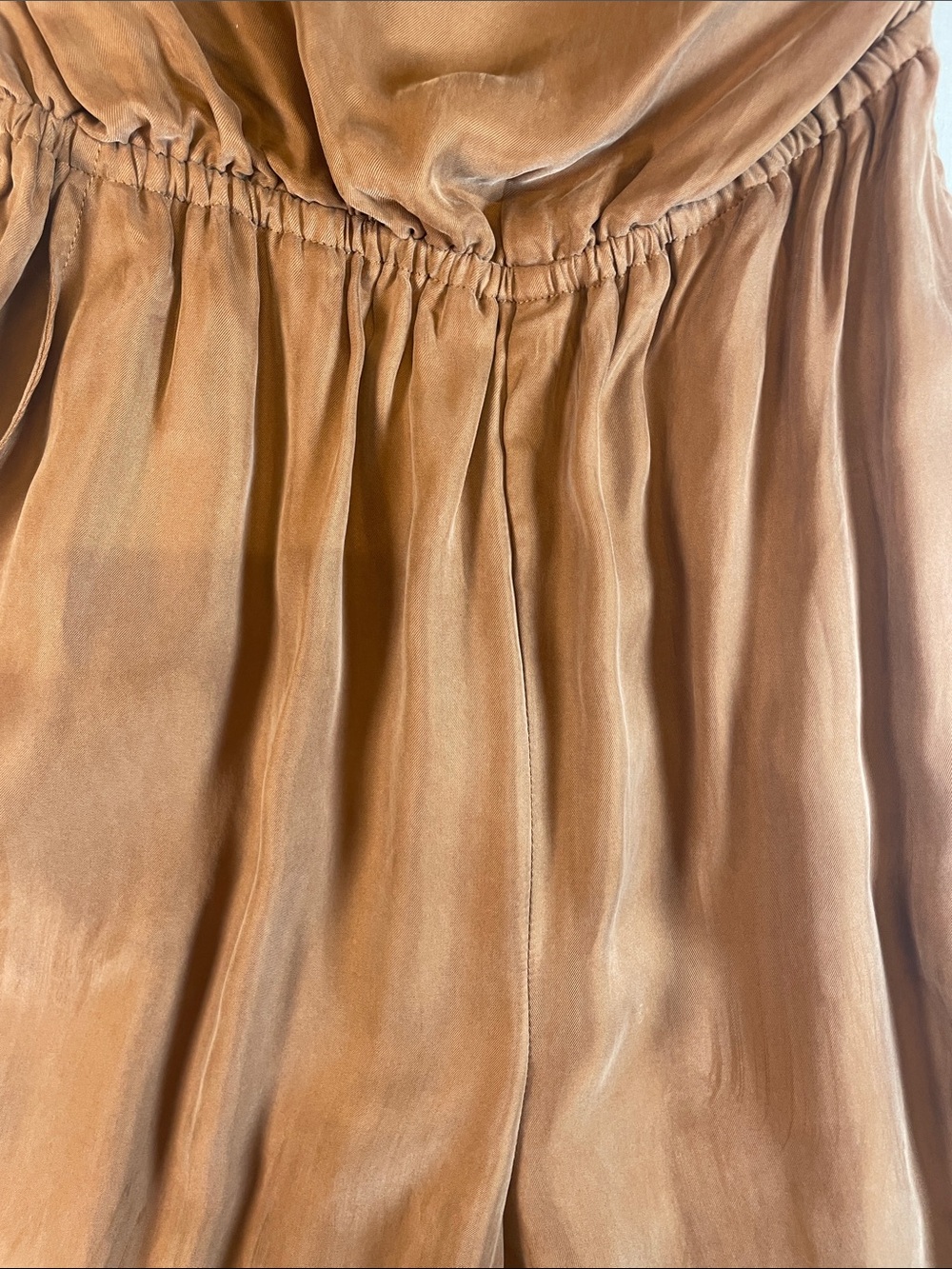 lovestitch Rust Brown Halter Wide-Leg Jumpsuit pockets minimalist luxury - Picture 3 of 10